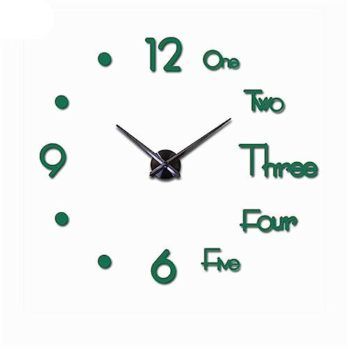 GIVBRO Adesivi da Parete a Specchio con Orologio Adesivo da Parete in Acrilico 3D per camere da Letto Bagno Nursery Soggiorno Verde (80cm-120cm)