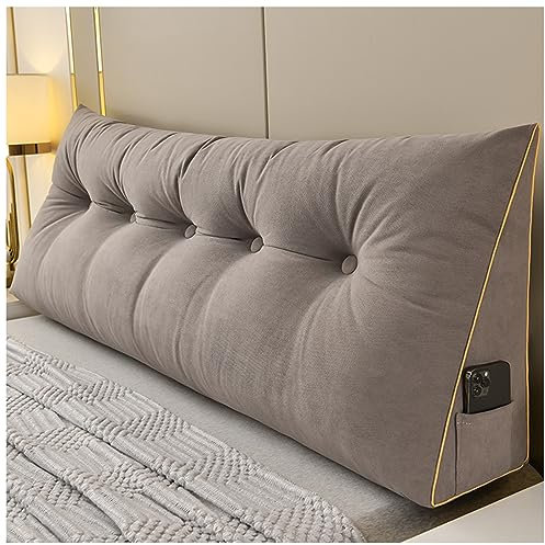 ZORZA Rückenkissen, Keilkissen für Bett und Sofa Geeignet, Lendenkissen, Dreieckiges Lesekissen, Kissen mit Abnehmbarem und Waschbarem Bezug, mit Fixierbaren Gurten,C,Queen Size(59/150cm)