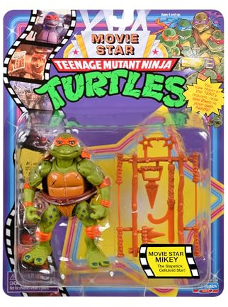 TMNT Classic 1991 Movie Star Turtle Michelangelo im speziellen Film-Styling-Paket mit charakteristischem Waffenzubehör Turtles-Fans!