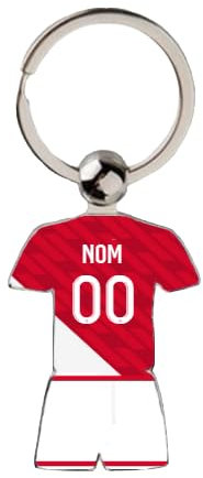 Porte Clé Football Monaco 2023 2024 Maillot Domicile Personnalisable avec Nom et Numéro