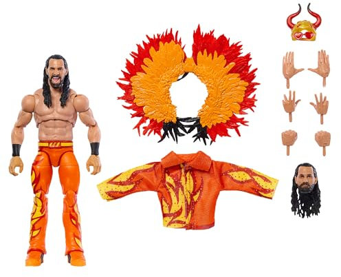 Mattel WWE Ultimate Edition Actionfigur Seth Rollins Fan TakeOver Sammelfigur mit austauschbarem Zubehör, zusätzlichen Köpfen und auswechselbaren Händen, HVV71