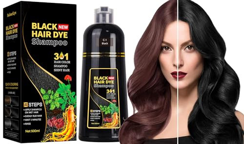 Gemtoy Schwarzes Haarfärbe-Shampoo, Hair Dye Shampoo,500ML Haarfärbung Hair Color Shampoo Haarfärbeshampoo für Graue Haare, Sofort Haarfarben Farbshampoo,Instant Black Hair Shampoo für Männer Frauen
