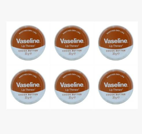 Money-mate MM Vaseline Lip Therapy Kakaobutter, 20 g, 6er-Packung + kostenlose Hautpflegeprobe