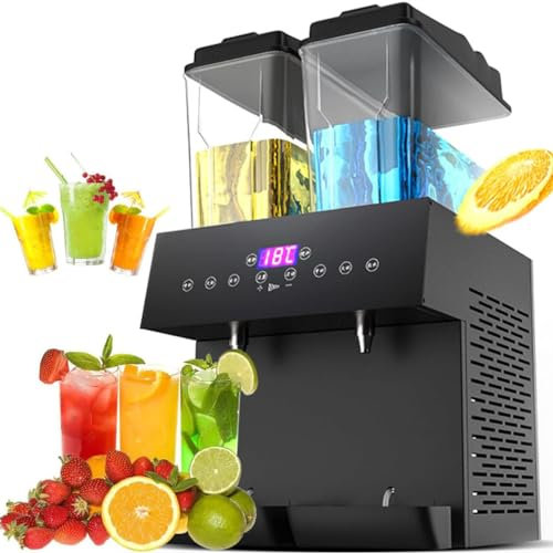 CYMYYDS Commercial Beverage Dispenser Machine, 32L Dual-Cylinder Hot Cold Juice Machine, Self-Service Drink Dispenser Serving Juice Tea Lemonade Iced Coffee Cocktails