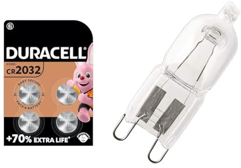 Duracell 2032 Lithium Coin Batteries 3V (4 Pack) - Up to 70% Extra Life - Baby Secure Technology & OSRAM Halogen-Oven-Lamp/Special Oven / G9-Socket/dimmable / 25 Watt/warmwhite