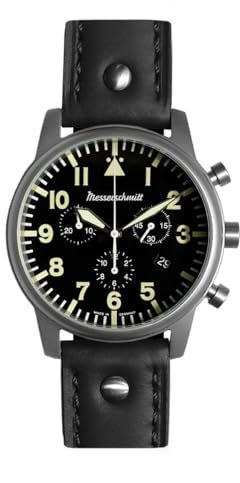 Messerschmitt Herrenuhr Chronograph für Flieger Schwarz ME-4544-SL