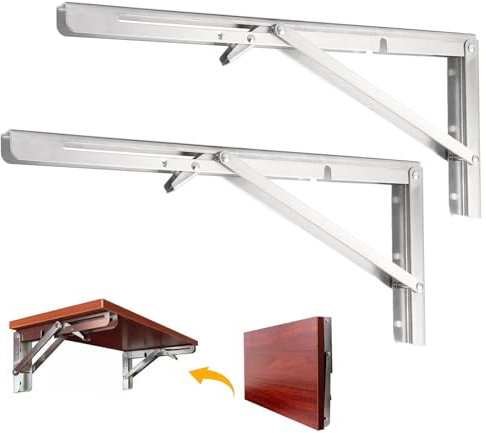 LDXDRU 2 Stück 400 mm Edelstahl Klappkonsole Schwerlast, Tischhalter Tisch Klappregalhalterungen Klappwinkel Klappträger Regalträger für Zuhause, Küche, Büro, Tisch, Wand