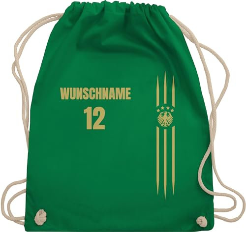 Turnbeutel Rucksack - 2024 Fussball EM Fanartikel - Deutschland Name und Nummer - Unisize - Grün - deutschland-fanartikel fußball germany beutel wm 24 deutsch sportbeutel fußball. deutsche tasche