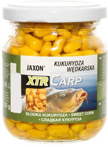 Exar Jaxon XTR Carp stark aromatisierter Mais in 12 Geschmacksrichtungen im Krug 125g Karpfenangeln Karpfenfischen Grundfutter (süß Mais FX-CB10)