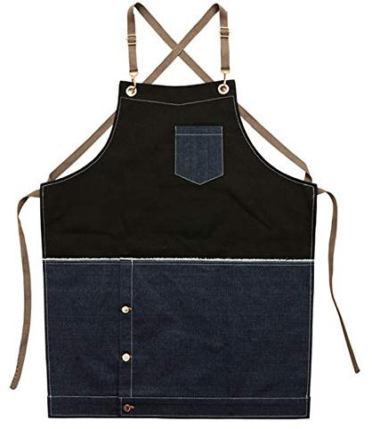 ECOLFE Delantales para hombres, Delantales de trabajo de lona encerada pesada for hombres Delantal de carpintería con bolsillos Delantal de herramientas ajustable (color: negro, tamaño: extragrande)