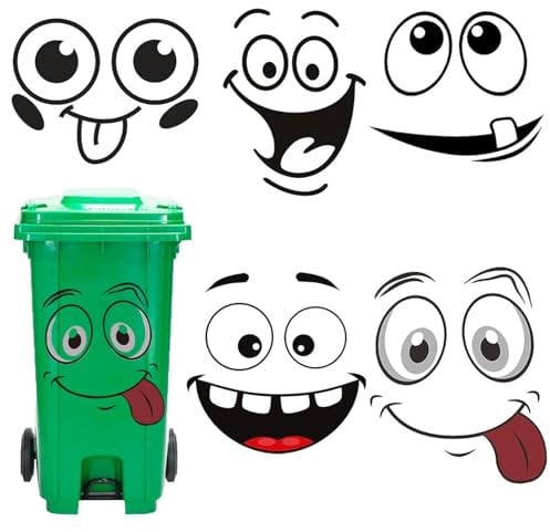 HNFKOZ 5Pcs Wheelie Bin Stickers - Decorative and Funny Stickers for Bins, Fridge, Door, Wall, Window