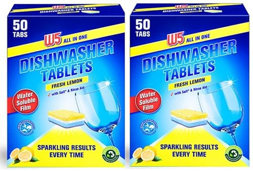 W5 lemon dishwasher tablets - 100 tablets (pack of 2)