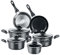 Topfset HOMELUX 10tlg Induktions Töpfe Set,Aluminiumguss Kochtopfset,Antihaftbeschichtung Pfannenset,Töpfe Set mit Deckel,PFOA frei Topfset Induktion für Induktion alle Herde,Grau
