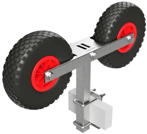 SUPROD Pendel Doppelrad Abrollvorrichtung Sliphilfe Bootstrailer PU-Reifen RKDO3-260-PU, Ø 260 mm, schwarz/rot