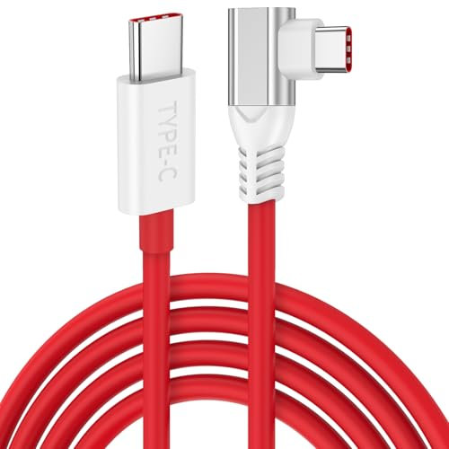 Jelanry Right Angle 6FT USB-C to USB-C Cable for SuperVOOC Warp Charge Dash Charger Cable 120W 100W 80W 65W PD Fast Charging Type C Cord Cable for OnePlus 10T 9 Pro 8T iPhone 16e Samsung Flip Fold S25