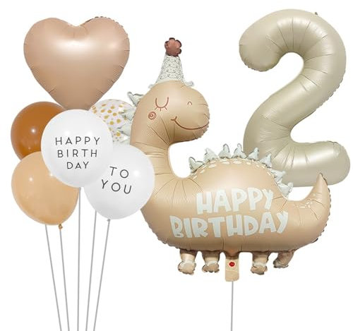DazzJoy Dino Geburtstagsdeko 2 Jahre für Jungen und Mädchen - Luftballon, Folienballon, Dinosaurier Ballon Set