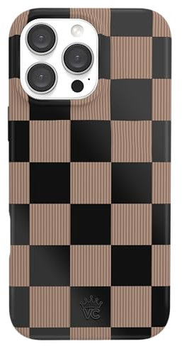 VELVET CAVIAR Checkered Phone Case for iPhone 16 Pro Max - Compatible with MagSafe [10ft Drop Tested] - Cute Protective Cover for Women - Mocha Brown Black