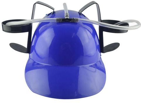 Bierhüte Bierhut Trinken Hut Fun Drink Hut Safer Plastik -Trinkhelm mit Dosenhalter und Stroh, lustiger Hut für Bier Soda Party Fußballspiele Neuheit Geschenk Blau