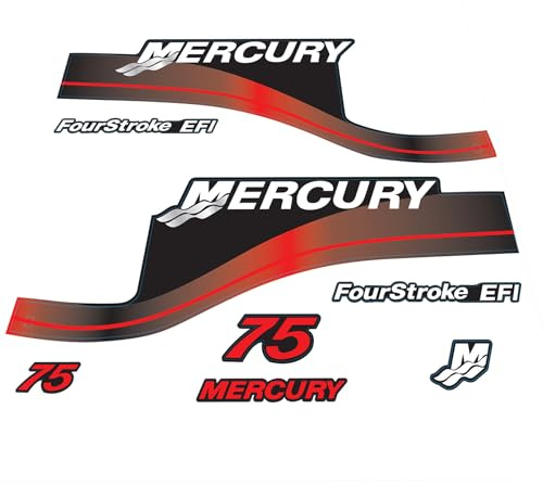 XRmarine Aufkleber für Mercury 75 PS Viertakt-EFI Außenbordmotor, rot, Aufkleber-Set, Reproduktion, 75 PS, 4-Takt-EFI