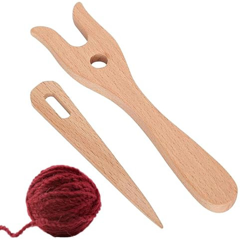 Kbnuetyg Lucet, set di aghi in legno con occhio grande – accessori per maglieria | attrezzi per intrecciare, cucito, forcelle intrecciate, uncinetti, set per lavori a maglia
