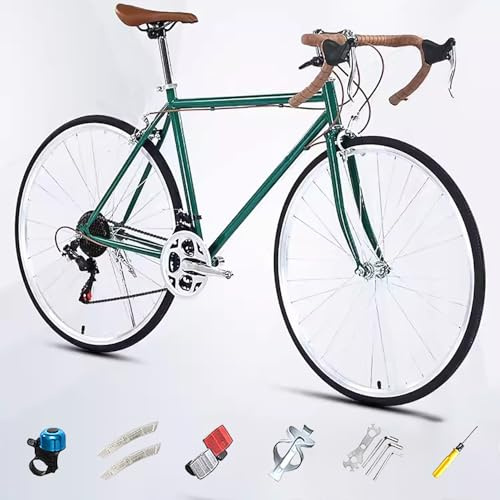 700C Rennrad mit Gebogener Drop Bar Lenker, Single Speed Retro City Stadt Fahrrad, Rahmen aus Kohlenstoffstahl, Leichtes Fahrrad für Mädchen Jungen Herren und Damen