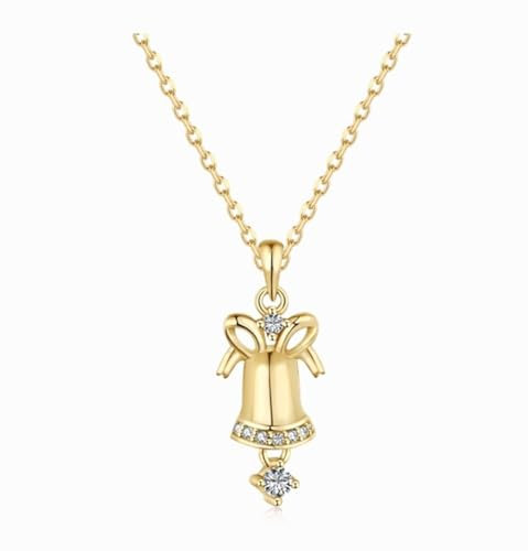 Weihnachts Kette für Damen 925 Sterling Silber 18K Vergoldet Glöckchen Anhänger Weihnachts Glocken Schmuck für Damen