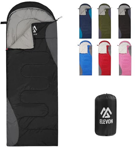 Elevon Schlafsack für Erwachsene, Teenager, Kinder, kaltes warmes Wetter, tragbar, wasserdicht und leicht, kompakt mit Kompressionssack, für 3–4 Jahreszeiten, Camping, Rucksackreisen, Wandern, Reisen,