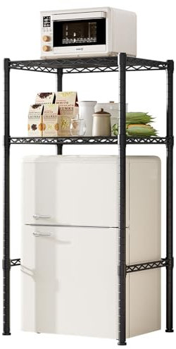 FTEYUET Regal, Klein Kühlschrank Regal, Metallregal Küchenregal Standregal, Höhenverstellbar Gitterablage, Regal über der Kühlschrank, Allzweckregal für Viele Wohnbereiche Geeignet