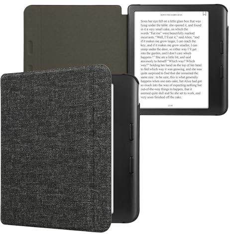kwmobile Hülle kompatibel mit Kobo Kobo Libra Colour/Tolino Vision Color - Stoff eReader Schutzhülle Cover Case - Dunkelgrau