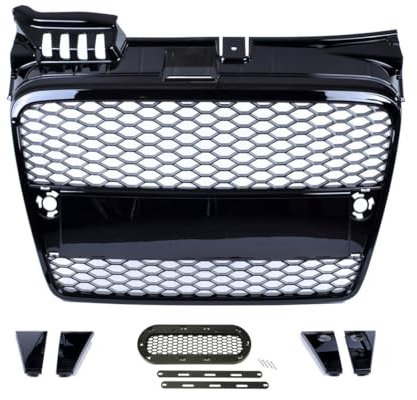 Kompatibel mit A4 B7 Waben Grill Kühlergrill Sport Front Grill Schwarz Glanz 04-09