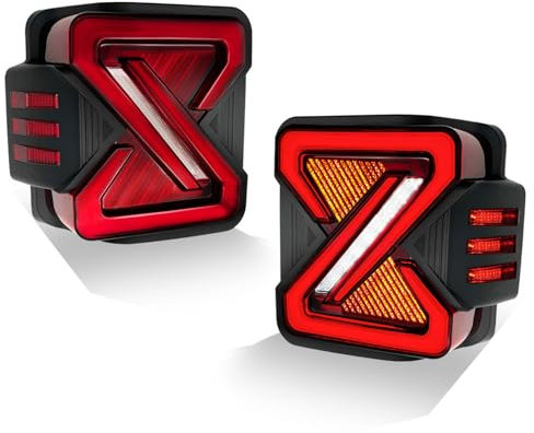 SCMDNOZ Auto Rückleuchten für Jeep Wrangler JK JKU 2007-2013 2014 2015 2016 2017 2018, Links Rechts Bremslichter Heckleuchten Rücklicht-Komplettsets Ersatz Zubehör