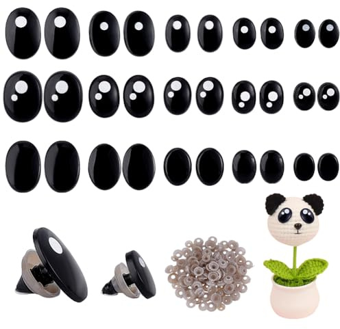 PH PandaHall 150 Stück 3 Stile Sicherheitsaugen Zum Häkeln 7~16mm Häkelaugen Rund/Oval Amigurumi Augen Stofftieraugen Große Bastelaugen Mit Unterlegscheiben Für Bär Teddy Hase DIY Kunsthandwerk