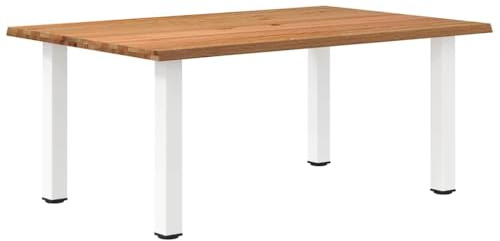 Fangmaliuyun Esstisch 180x120 cm aus massivem Eichenholz mit Naturkante, Metallbeinen höhenverstellbar, Modernes Design für Esszimmer, Küche und offene Wohnlandschaft