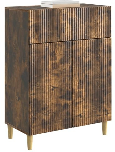 vidaXL Sideboard Geräucherte Eiche 66 x 34,5 x 90 cm Holzwerkstoff, Eleganter Holzlager, Vintage-Sideboard mit Regalen, multifunktionales Esszimmer-Organizer und Schrank