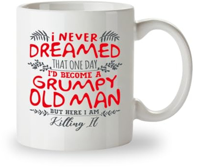 Kruzroyal Grumpy Old Man Mug – Funny Novelty Gift for Grandad, Dad, Men – Birthday, Retirement, Father’s Day or Christmas Gift – 60th 70th 80th Grumpy Git 11oz Cup