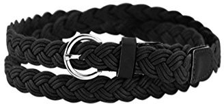 sourcing map Frauen verstellbare Single Pin Gürtelschnalle Dünne geflochtene Gürtel schwarz