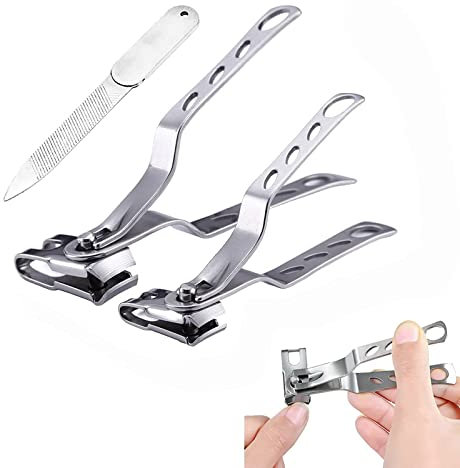 Morkka Nail Clippers with 360-Degree Rotating Head Long Handle, Stainless Steel Fingernails and Toenails Cutter 3pcs