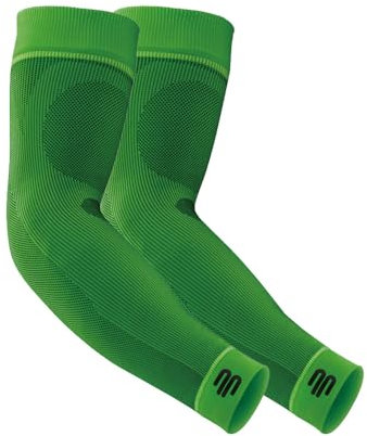 Bauerfeind Arm Sleeve „Sports Compression Sleeves Arm“, 1 Paar Sport Kompressions-Armbandagen, Unisex, Armlinge für Ball- & Ausdauersportarten zur Stärkung der Muskulatur, Armstulpen, Grün, M lang