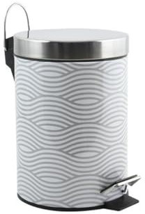 MSV Cubo de Basura con Pedal 3 L, Acero Inoxidable, Rayas Grises, 0