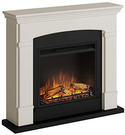 Chimenea eléctrica TAGU Helmi con Fuego Eléctrico Powerflame de 23 Pulgadas, 1500W, 7 Días Programables, Termostato Digital, Control Remoto (Crema Suave)