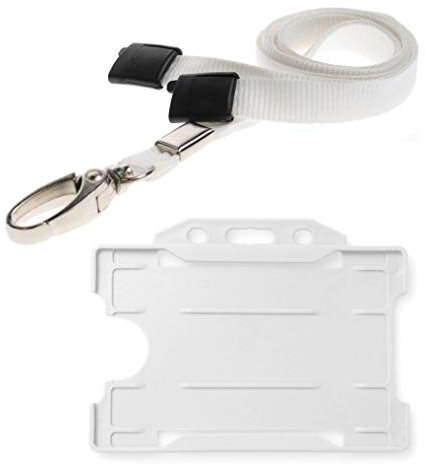PCL Media ltd® Lanyards Karabiner und Halterungen, Kartenhalter Ausweis, 10 Stück White & Holder