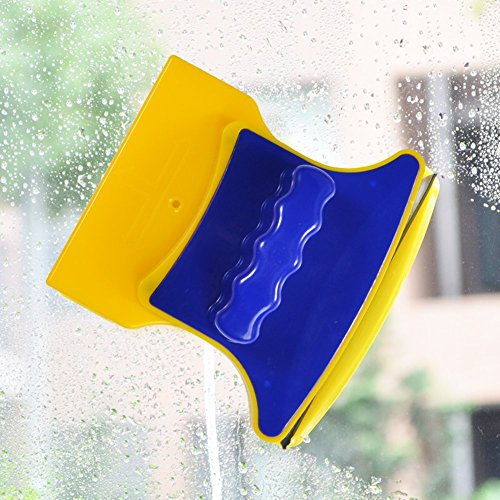 Square Shape Double-Side Magnetic Glass Cleaner Wiper with 2 Extra Cleaning Cotton for Single Glazed Windows
