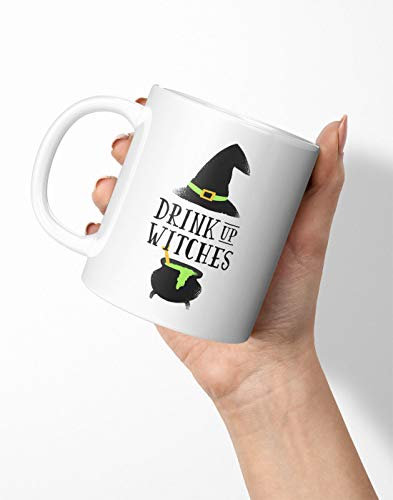 BLAK TEE Funny Halloween Party Slogan Drink Up Witches Porcelain Coffee and Tea Mug 330 ml