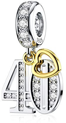 Silber 40th Charms für Pandora Geburtstag Charm MEHRWEG