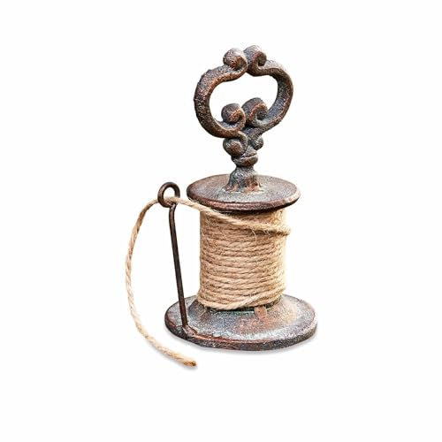 Loberon Schnurhalter Senerie, für Outdoor & Indoor geeignet, mit Antik-Patina, praktisch & dekorativ, Gartenhelfer, Gusseisen, Jute, braun