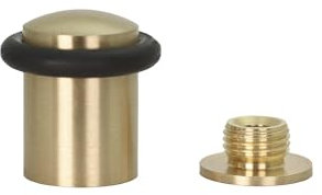 EVI Herrajes | Türstopper aus Messing - Matt Finish | Ø20x29mm | Gewindebasis | Schwarz Natursilikonkautschuk| inkl. Schraube + Klemmdübel | I-108