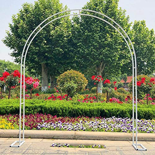 ZH-1 Rosenbogen Metall Rankbogen Rosen mit Sockel, Wetterfeste Torbogen Rankenbogen Für Garten Rasen Hinterhof Patio, einfache Montage,Weiß, Schwarz
