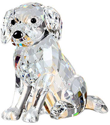 Dekofigur Labrador Hund Welpe aus Kristall, schönes Handwerk Heimdekoration, Ornamente, Sammlerstück, Geburtstagsgeschenke (weiß)