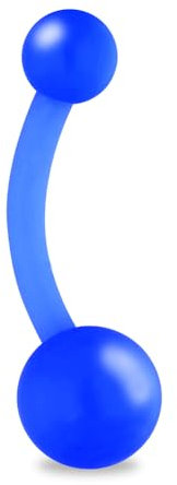Treuheld® Bauchnabelpiercing aus Kunststoff | Farbe: Blau | Größe: 1,6 x 10 mm (Kugeln: 4 + 6 mm)