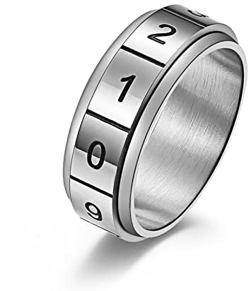 BCughia Schlichte Ringe, Eboy Ring Silber Rostfreier Stahl Arabisches Zifferndesign Valentinstag Ringe Herren Größe 54(17.2)